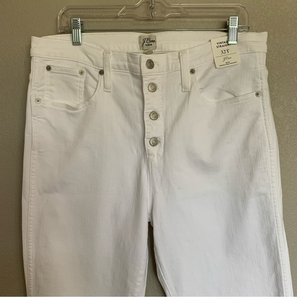 J Crew Tall White Vintage Straight Button Fly Cropped Jeans Size 32 Tall - Picture 4 of 17